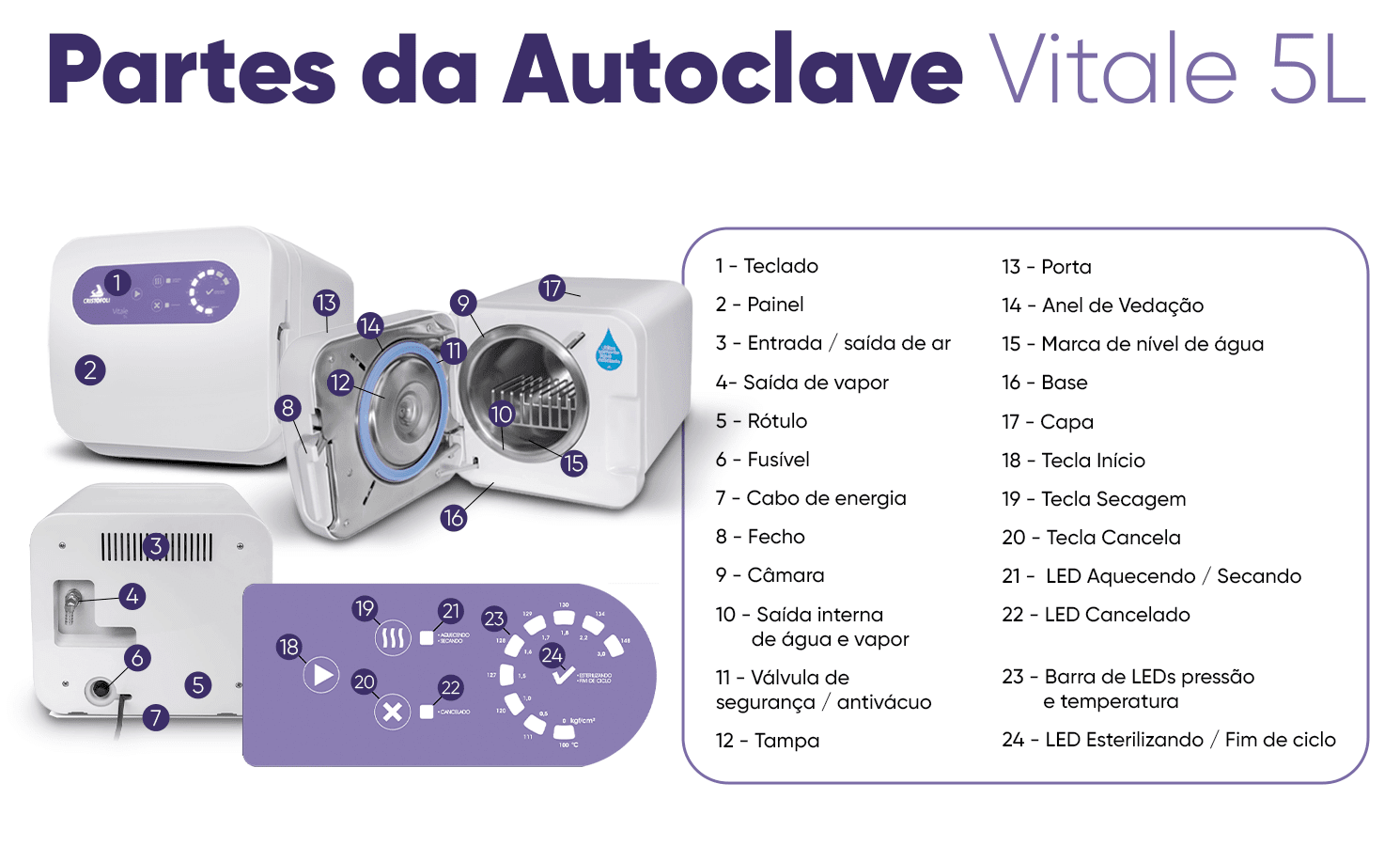 partes da autoclave vitale