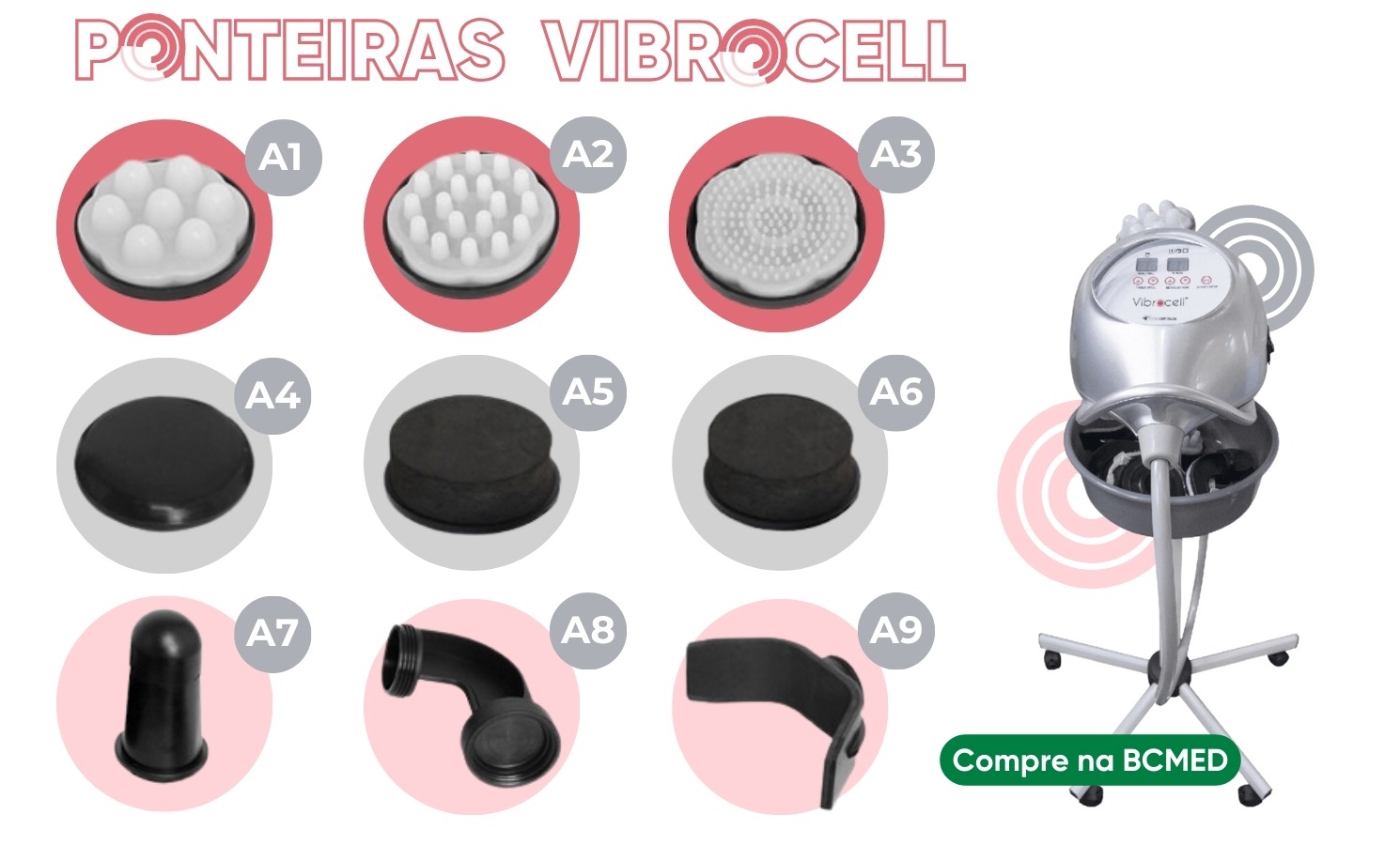 Vibrocell Estek - Endermoterapia - ponteiras 