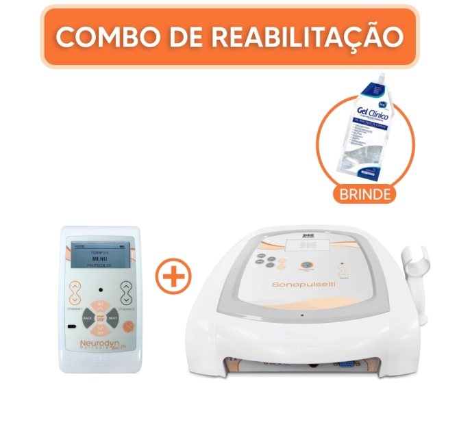 Kit de Reabilitação 1.0 - Sonopulse III + Neurodyn Portátil TENS/FES + Gel Neutro - Ibramed