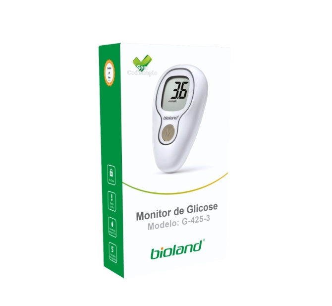 Kit Medidor de Glicose - Monitor + 25 Fitas + 25 lancetas - Bioland