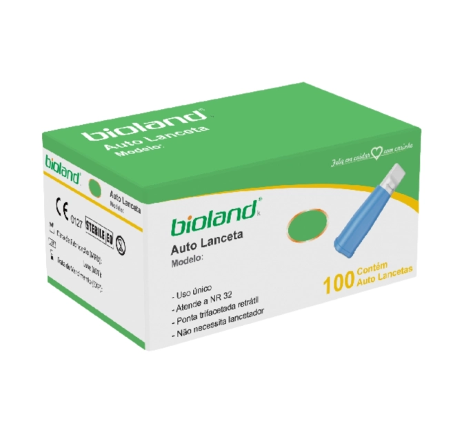 Auto Lanceta 28G - Caixa com 100 unidades - Bioland