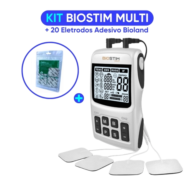 Biostim Multi + Eletrodo Adesivo 5x5 cm (20 unidades) - Bioset 