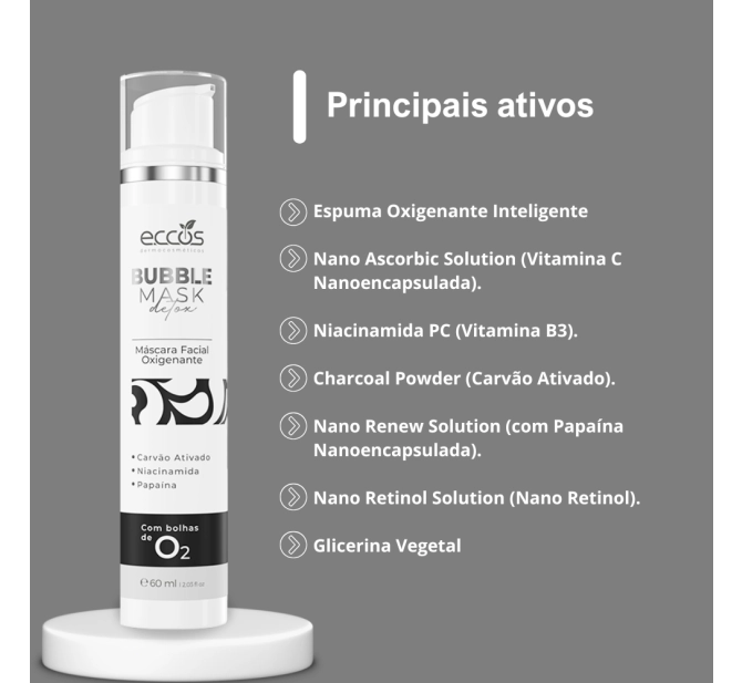 Bubble Mask Detox - Máscara Facial Oxigenante - Eccos Cosméticos