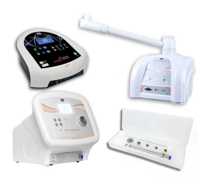 Combo Iniciantes da Estética Facial - Dermosteam 220v + Neurodyn Aussie Sport + Dermotonus Slim + Caneta Peeling de Diamante - Ibramed 