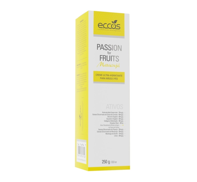 Creme Ultra-hidratante para Mãos e Pés Passion For Fruits Maracujá - 250g - Eccos Cosméticos