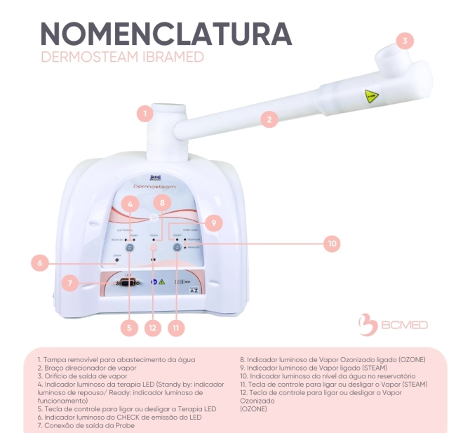 Dermosteam - Aparelho de Vapor de Ozônio, Vapor de Água e Aromaterapia - IBRAMED