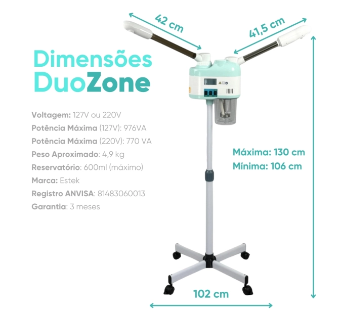 Duozone Vapor de Ozônio para Limpeza de Pele - Estek 
