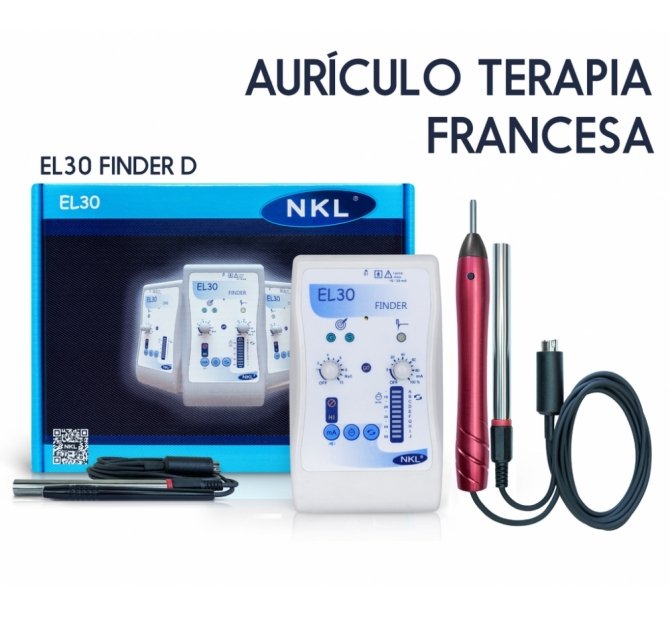 Eletroestimulador e Localizador EL30 Finder Aurículo Francesa NKL com Caneta Diferencial Vermelha