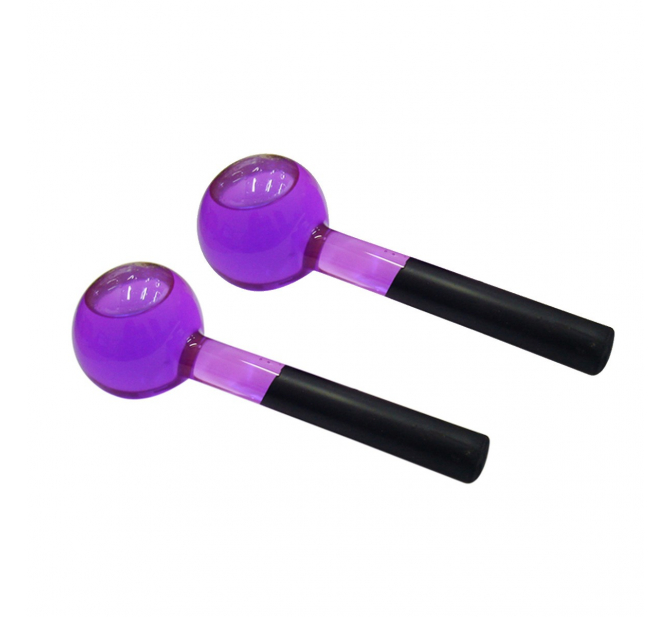 Esferas Grande De Vidro Para Massagem Facial E Cromoterapia – Par - BCMED-Lilas