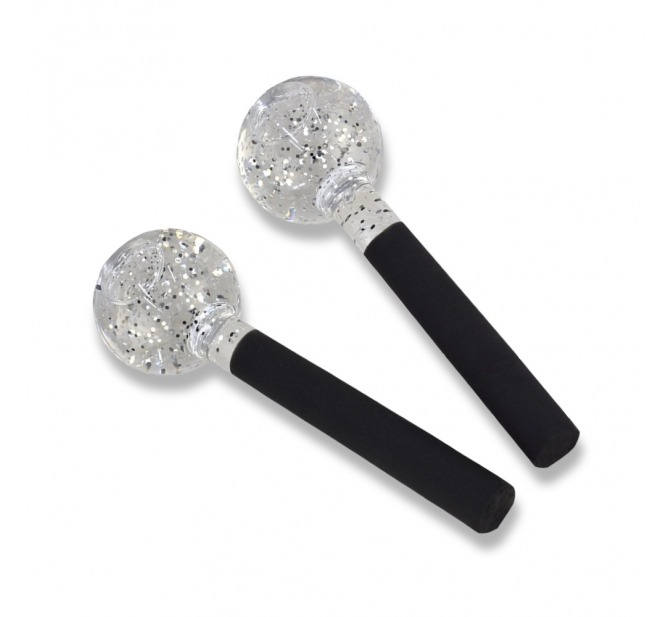 Esferas Grandes de Vidro com Glitter Prata para Cromoterapia e Massagem Facial - BCMED