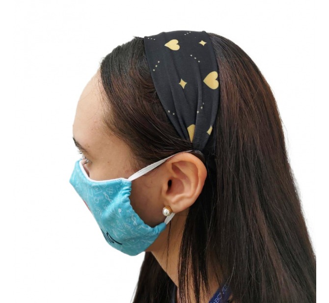 Faixa De Cabelo Para Máscara De Proteção Modelo Coração Estrelado - BCMED