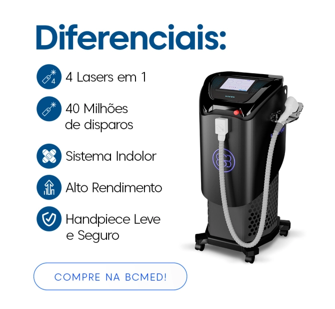 Hakon - Laser 4D de Epilação - Rubi (694nm), Alexandrite (755nm), Diodo (808nm) e ND-YAG (1064nm) - Medical San