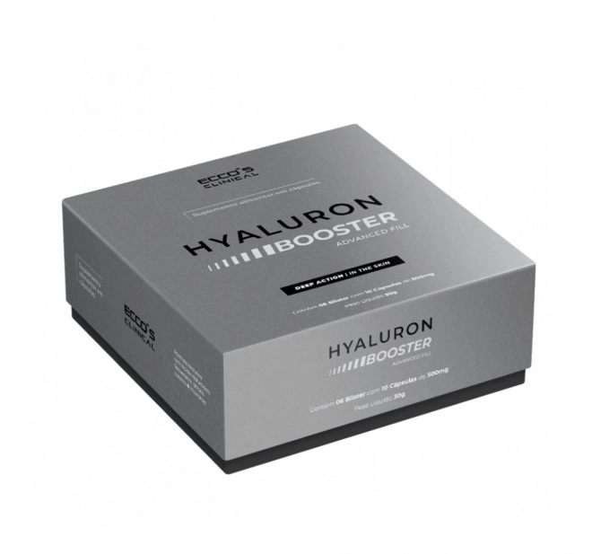 Hyaluron Booster - Caixa de Suplemento alimentar com 10 cápsulas (Ácido Hialurônico) - Eccos Cosméticos