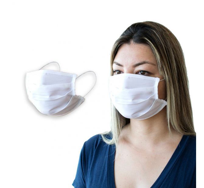 Kit 100 Máscaras de Proteção Facial em Tecido Gabardine Lavável e Reutilizável - BCMED