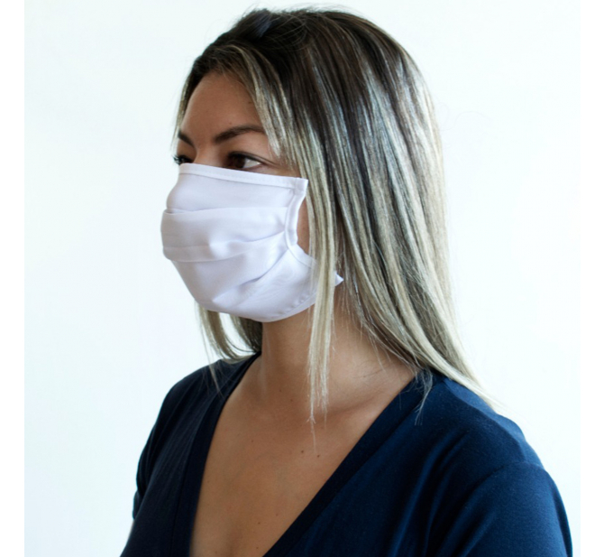 Kit 100 Máscaras de Proteção Facial em Tecido Gabardine Lavável e Reutilizável - BCMED