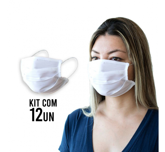 Kit 12 Máscaras de Proteção Facial em Tecido Gabardine Lavável e Reutilizável - BCMED