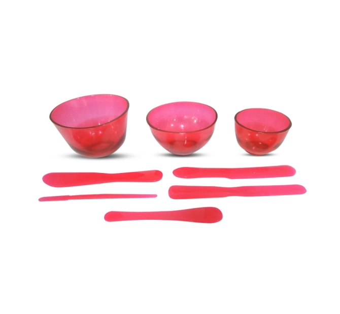 KIT 3 Cubetas + 5 Espátulas Para Estética - Vermelho - Estek