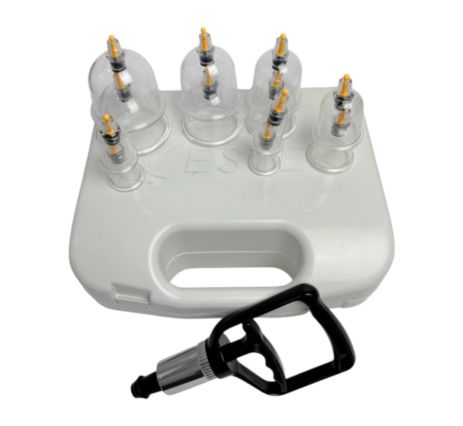 Kit com 12 Ventosas de Acrílico e Aplicador para Ventosaterapia Chinesa - Estek