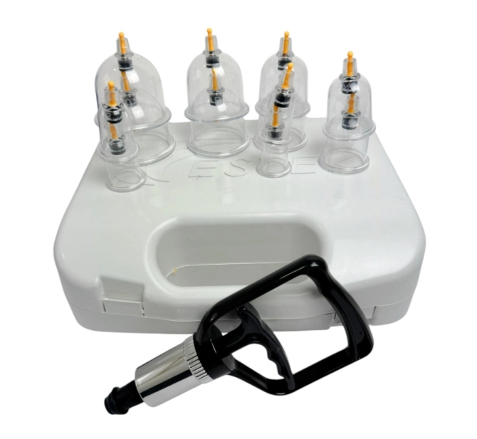 Kit com 12 Ventosas de Acrílico e Aplicador para Ventosaterapia Chinesa - Estek