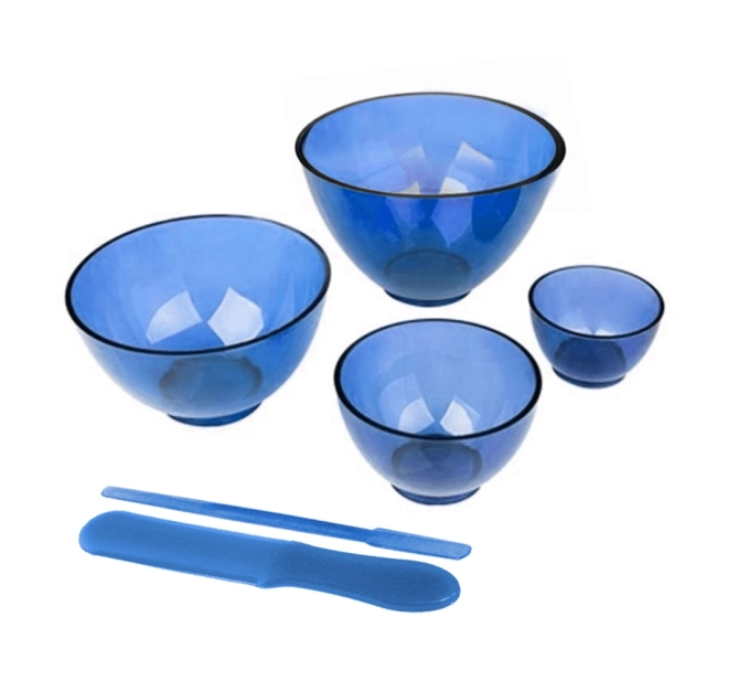 Kit com 4 Cubetas e 2 Espátulas - Azul - Estek