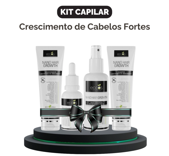 Kit Crescimento Capilar e Combate Queda de Cabelo - Linha Hair Growth - Eccos Cosméticos