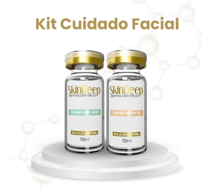 Kit Cuidado Facial - Ativo de Vitamina C Levorotatory VC + Ativo Clareador Tranexamic Acid - 10 ml - SkinDeep