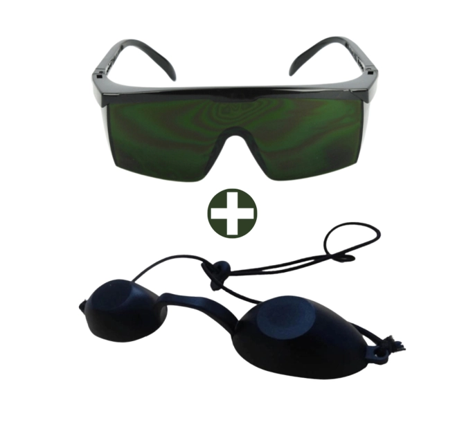 Kit Óculos Paciente + Óculos Operador para proteção em procedimentos de Laser e Luz Pulsada 