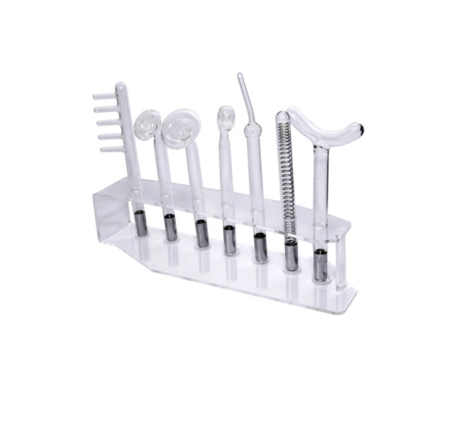 Kit de Alta Frequência HF - IBRAMED + Kit Eletrodos de Vidro 7 peças + Rack Organizador