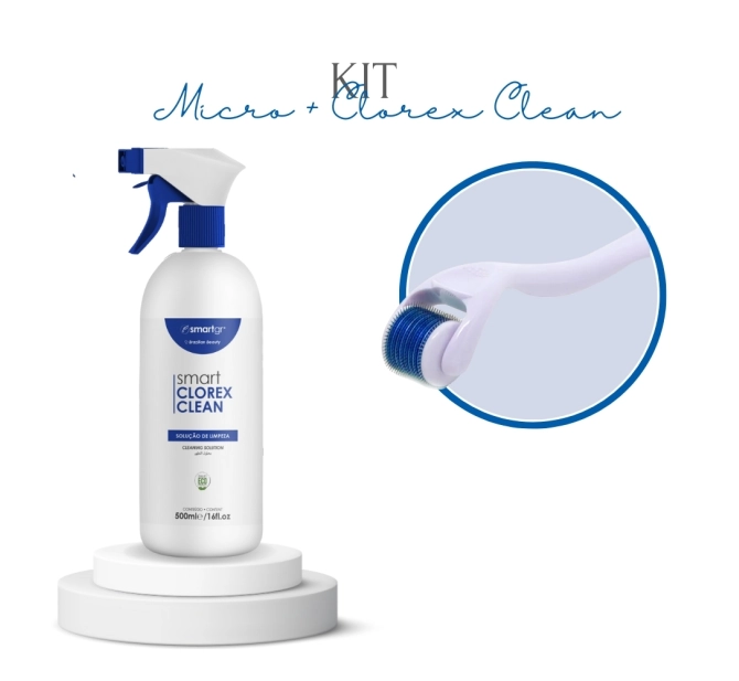 Kit de Microagulhamento - Smart Dermaroller 540 Agulhas + Smart Clorex Clean - Smart GR