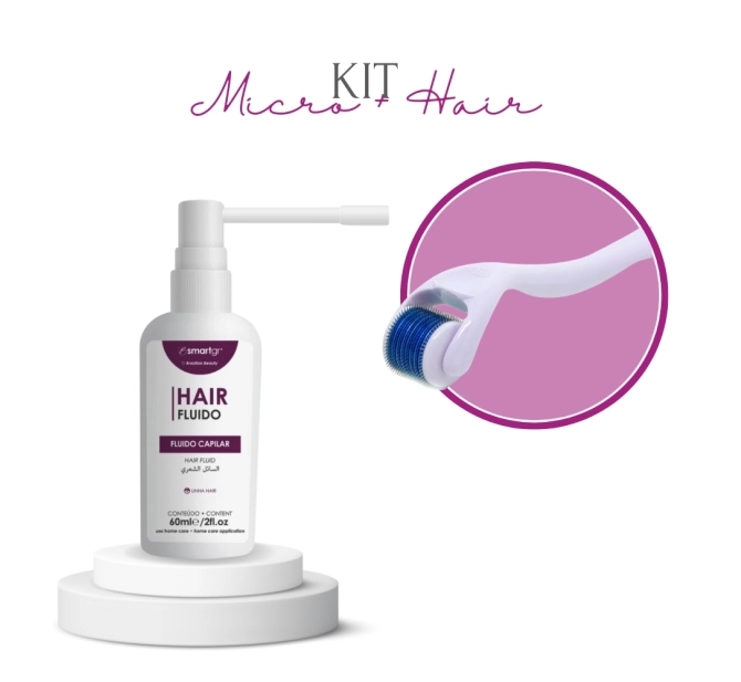 Kit Dermaroller 2.0mm + Smart Fluido Hair Terapia Capilar 60 ml - Smart GR 