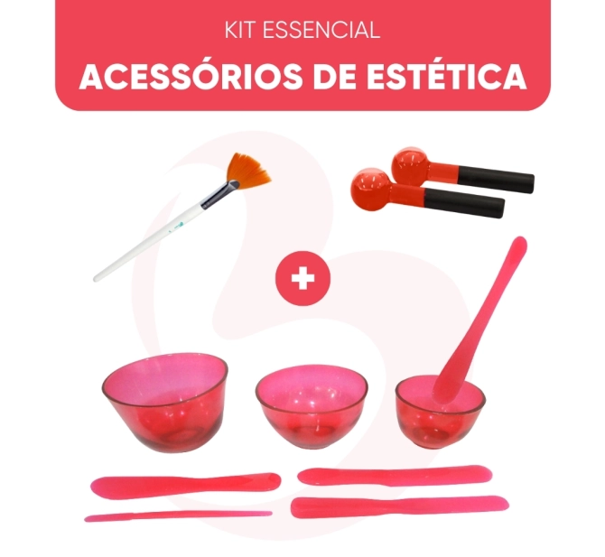 Kit Essencial 1.0 - Cubetas + Espátulas + Pincel de Seda + Esferas - Acessórios de Estética Estek
