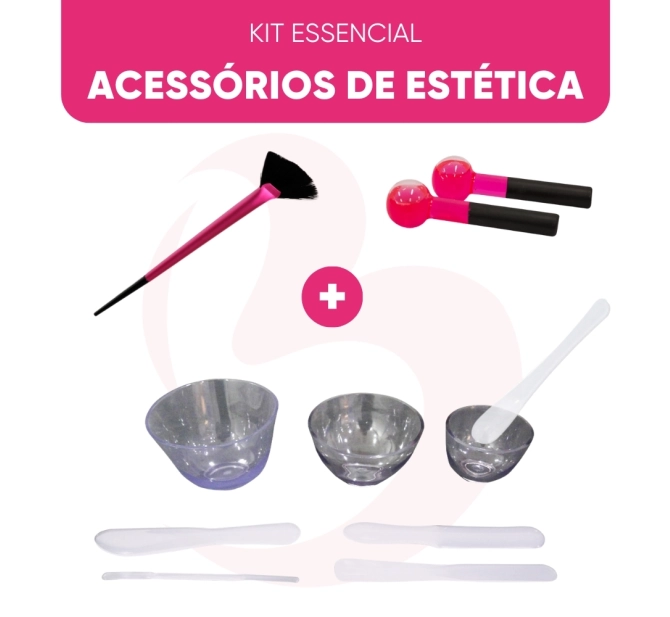 Kit Essencial 2.0 - Cubetas + Espátulas + Pincel de Seda + Esferas - Acessórios de Estética Estek
