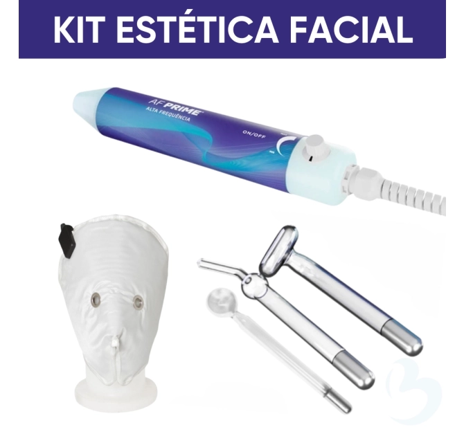 Kit Estética Facial - AF Prime Alta Frequência + Eletrodo Cebolinha + Máscara Térmica Facial
