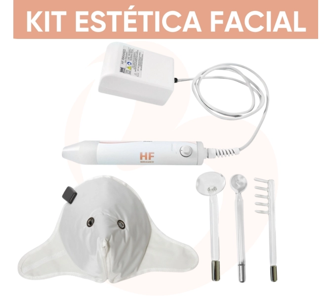 Kit Estética Facial - HF Alta Frequência + Eletrodo Cebolinha + Máscara Térmica Facial 