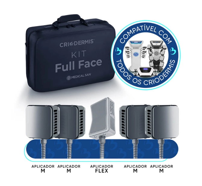 Kit Full Face para Criodermis - 4 Aplicadores de borda Infinita + 1 Aplicador Flex - Medical San 