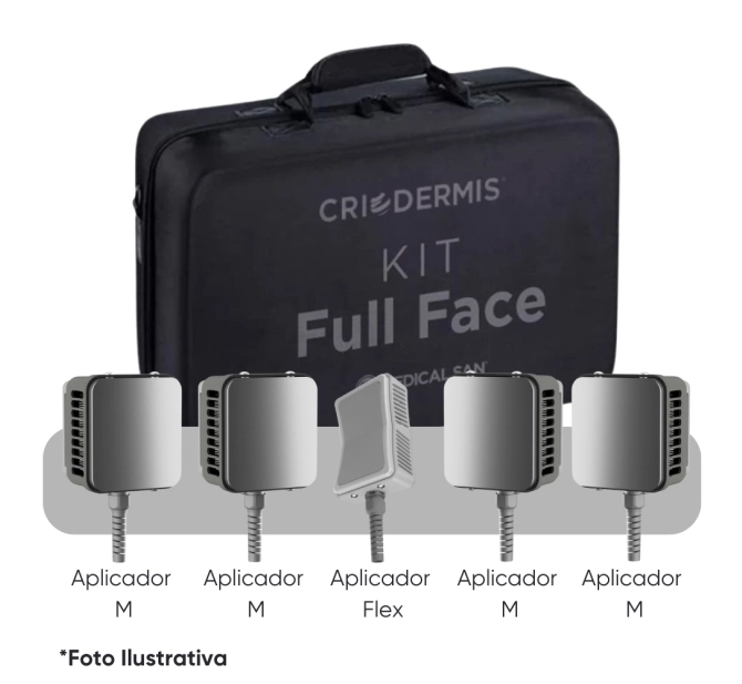 Kit Full Face para Criodermis - 4 Aplicadores de borda Infinita + 1 Aplicador Flex - Medical San 