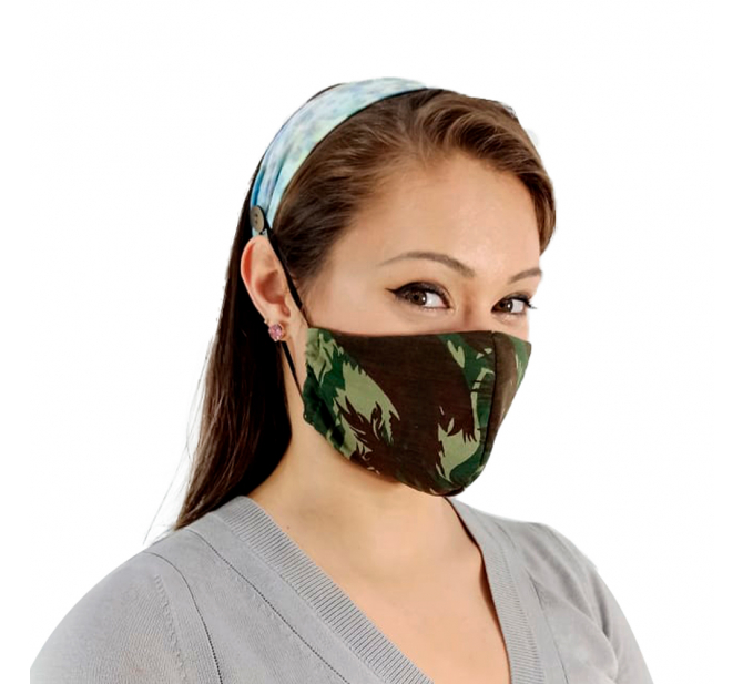 Kit Máscara e Faixa - Camuflagem Verde + Faixa de Cabelo Borboleta - BCMED