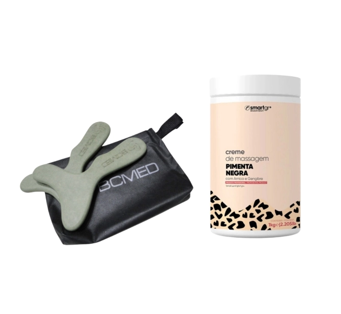 Kit Massagem Corporal - Pantala Massageador + Bolsa Necessáire + Creme De Massagem Pimenta Negra 1Kg - Smart GR