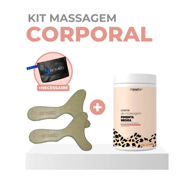 Kit Massagem Corporal - Pantala Massageador + Bolsa Necessáire + Creme De Massagem Pimenta Negra 1Kg - Smart GR