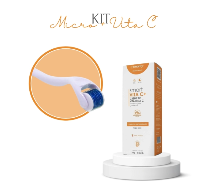 Kit - Dermaroller 2.0mm + Smart Vita C Creme de Vitamina C - Smart GR 