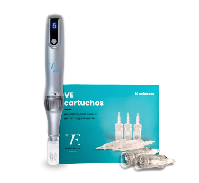 Kit Ve PEN Caneta de Microagulhamento + 10 Cartuchos de 36 agulhas - Variestética