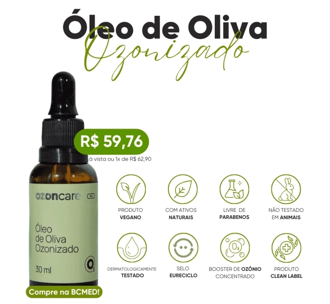 Óleo de Oliva Ozonizado 30ml com Ação Cicatrizante - Ozoncare