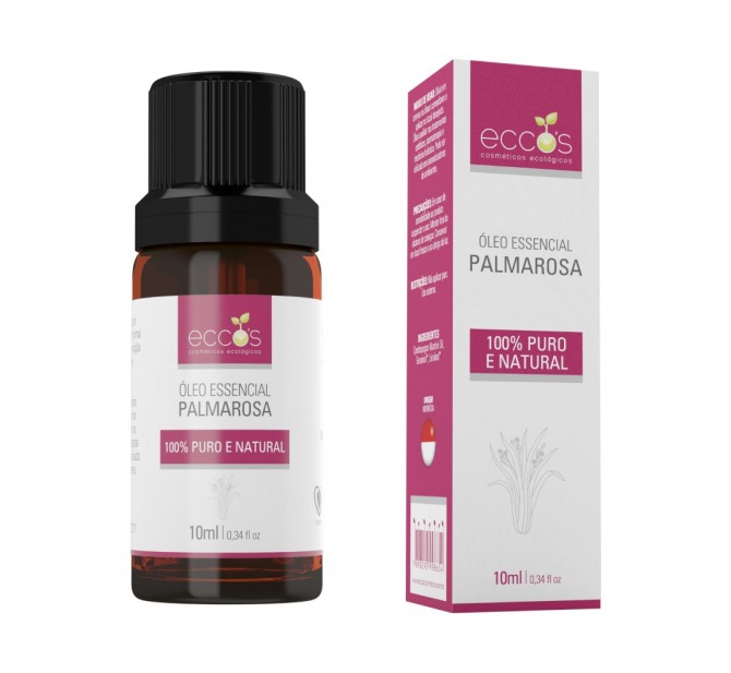 Óleo Essencial De Palmarosa 10ml para Flacidez e Rugas - Eccos Cosméticos 