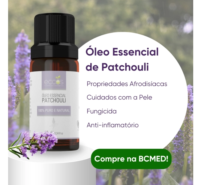 Óleo Essencial De Patchouli 10ml para Rejuvenescimento e Anti-inflamatório - Eccos Cosméticos 
