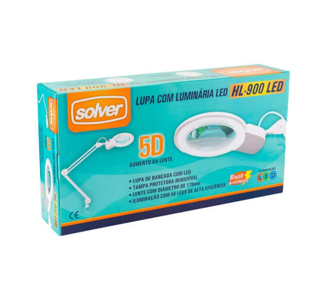 Lupa De Bancada Com Iluminação Led 5D Hl-900 - Solver