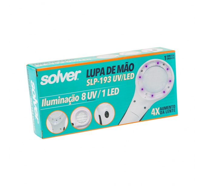 Lupa De Mão Portátil Com Iluminação Ultravioleta E Led - Slp-193 - Solver