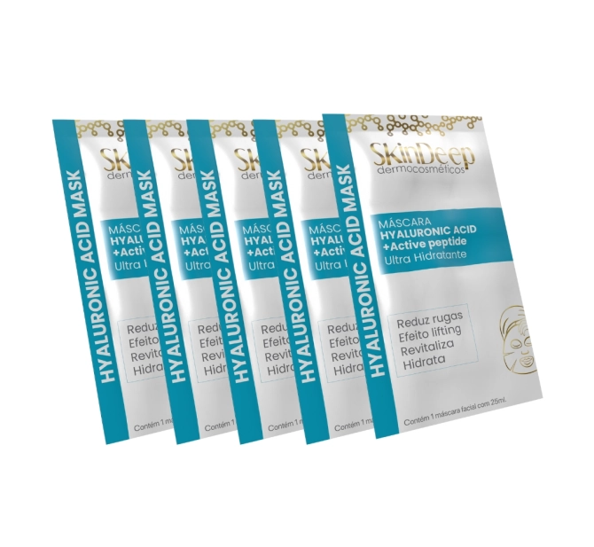 Máscara Facial Hyaluronic Acid - 5 unidades - 25 ml - SkinDeep