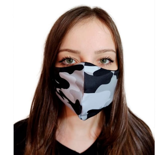 Máscara Tecido Modelo Camuflagem Cinza - BCMED