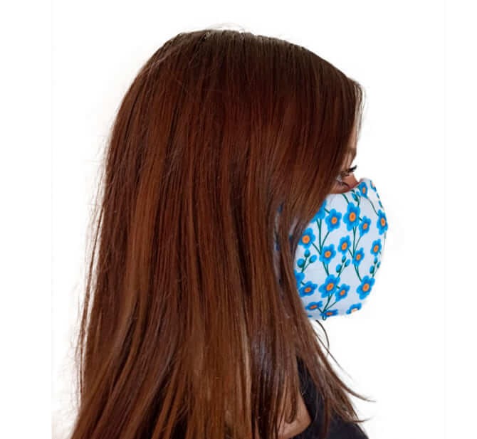 Máscara Tecido Modelo Floral Azul - BCMED