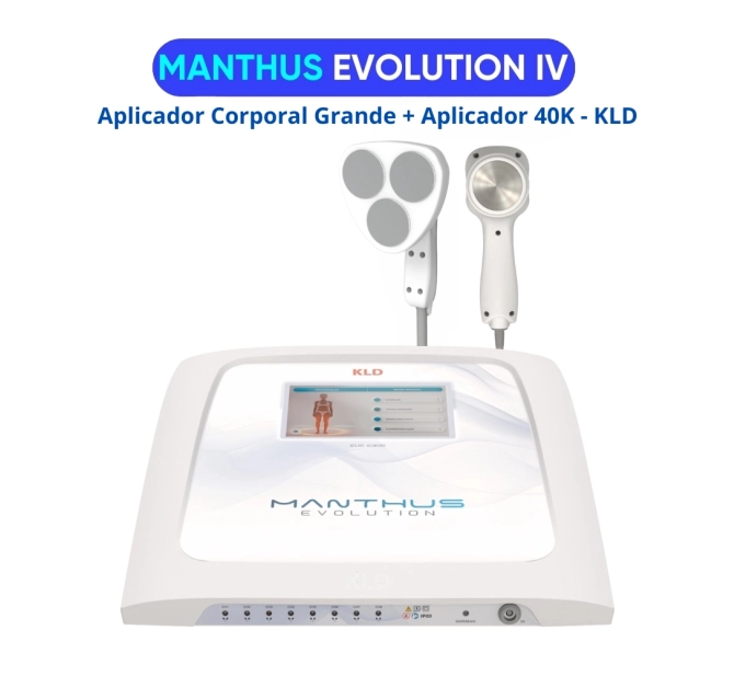 Manthus Evolution IV Aparelho de Ultrassom e Correntes + Aplicador Corporal Grande + Aplicador 40K + Aplicador Facial (BRINDE) - KLD 